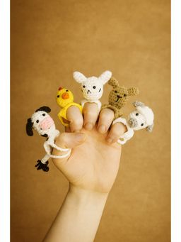 FUNKRAFTS - Handmade Crochet Set of 5 Finger Puppets (Pack of 5)