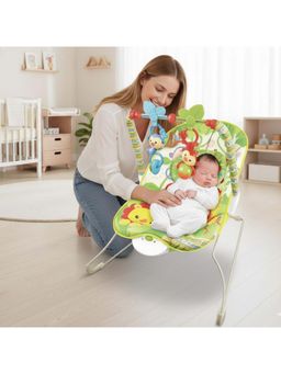 Safe-O-Kid - Harmony Baby Rocker with Net Vibrations, Safety Harness and Musical Toy- Green