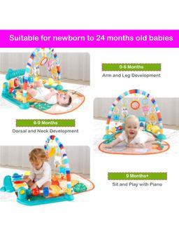 Safe-O-Kid - Baby Play Gym Mat & Fitness Rack with Hanging Rattles Lights
