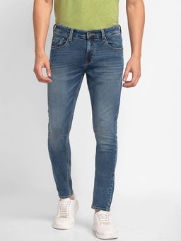 Spykar - Mid Blue Cotton Slim Fit Tapered Length Jeans for Men (kano)