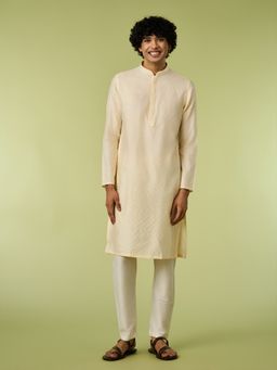 Diwas by Manyavar - Cream Textured Regular Kurta