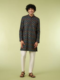 Diwas by Manyavar - Teal Embroidered Regular Kurta