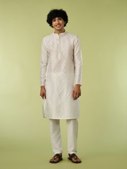 Diwas by Manyavar - White Embroidered Regular Kurta