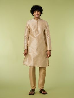 Diwas by Manyavar - Beige Textured Straight Kurta & Pyjama