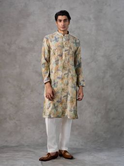Twamev - Green Floral Straight Kurta & Pant