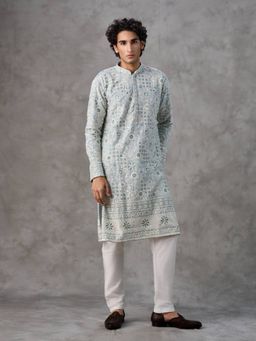Twamev - Blue Embroidered Straight Kurta & Churidar