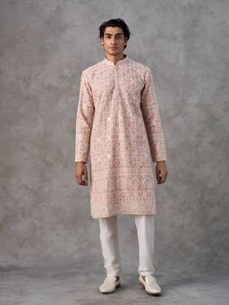 Twamev - Pink Embroidered Straight Kurta & Churidar