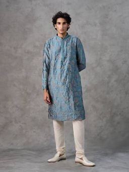 Twamev - Blue Embroidered Straight Kurta & Churidar