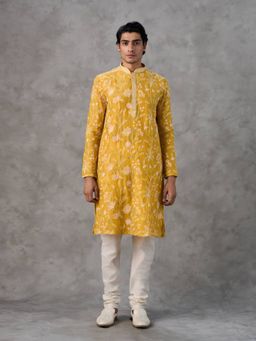 Twamev - Yellow Embroidered Straight Kurta & Churidar