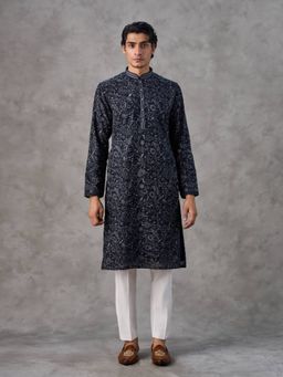 Twamev - Blue Embroidered Straight Kurta & Pant