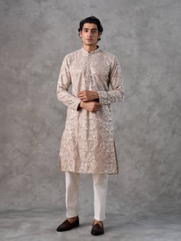 Twamev - Beige Embroidered Straight Kurta & Pant