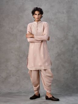 Twamev - Pink Embroidered Straight Kurta & Dhoti