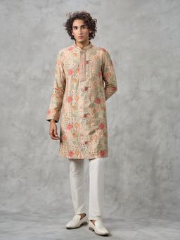 Twamev - White Embroidered Straight Kurta & Pyjama