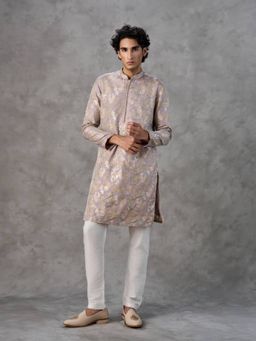 Twamev - Lavender Embroidered Straight Kurta & Pyjama