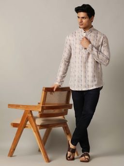 THE KURTA COMPANY - Multi Linen Blend Printed Short Kurta