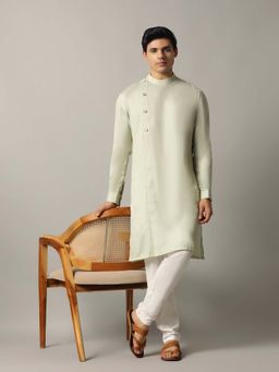 THE KURTA COMPANY - Green Silk Jacquard Self Design Kurta
