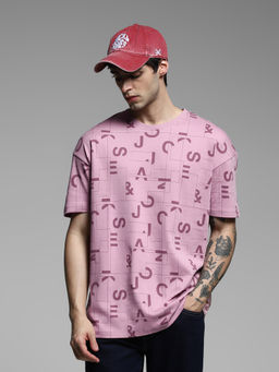 Jack & Jones - Purple Printed Oversized Fit T-Shirt