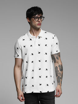 Jack & Jones - White Regular Fit Polo T-Shirt