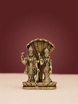 DecorTwist - Brass Vishnu Lakshmi Standing On Sheshnag Idol-Statue