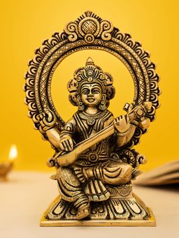DecorTwist - Brass Goddess Saraswati Idol-Statue
