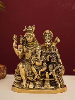 DecorTwist - Brass Superfine Shiva Parivar Murti Shiva Family Idol-Statue
