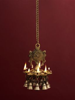 DecorTwist - Brass Hanging Diya In Lord Vishnu's Chakra
