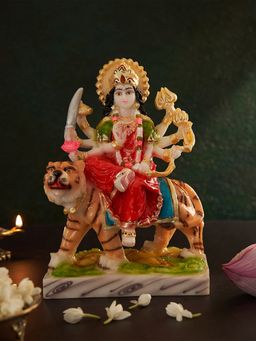 DecorTwist - Sherawali Goddess Maa Durga Devi Statue In Marble Dust