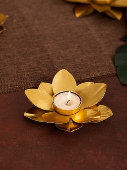 DecorTwist - Lotus Shaped Diya Metal Tea Light Holder