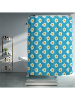 Kuber Industries - Soft Texture Bath Curtain Natural Drape Waterproof Shower Curtain 6 Feet Blue