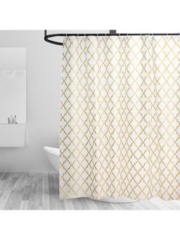 Kuber Industries - Soft Texture Bath Curtain Natural Drape Waterproof Shower Curtain 6 Feet Gold