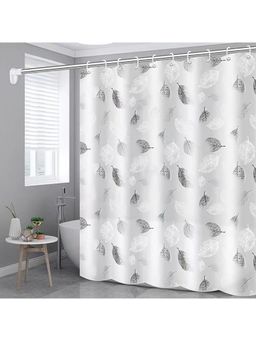 Kuber Industries - Soft Texture Bath Curtain Natural Drape Waterproof Shower Curtain 6 Feet White