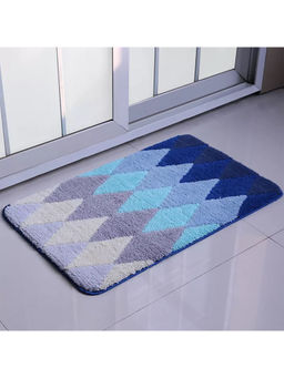 Kuber Industries - Diamond Design Bathroom Mat Anti-Slip Mat For Bathroom Floor Extra Soft (Blue)