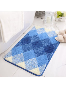 Kuber Industries - Soft Bathroom Mat Anti-Slip Mat For Bathroom Floor Diamond Design (Blue)