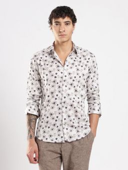 MR BUTTON - White Cotton Floral Shirt