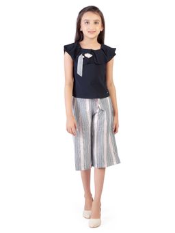 TINY GIRL - Solid Navy Blue Top & Culottes (Set of 2)