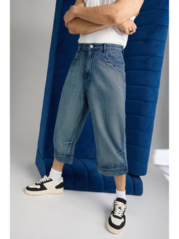 FREAKINS - Indigo Denim Cropped Jeans