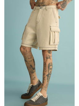 FREAKINS - Mens Buff Contrast-Stitch Cargo Shorts