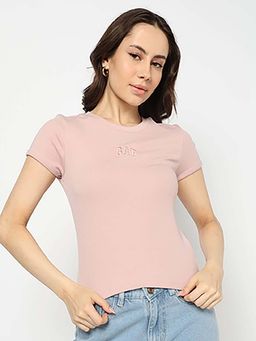 GAP - Women Graphic Print Skinny Regular Pink T-Shirt