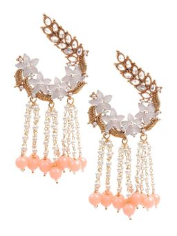 Odette - Women Stylish Peach and White Dangle Earrings