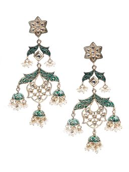 Odette - Women Kundan Studded Minakari Dangle Earrings