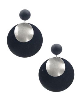 Odette - Women Black and Gold Disc Dangle Earrings