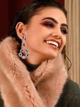 Odette - Women Exquisite Rounded Elegant Statement Drop Earrings-Silver