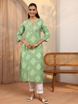 Libas - Printed Silk Straight Kurta for Women
