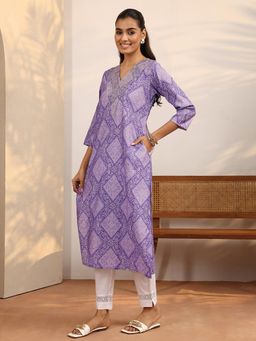 Libas - Printed Silk Straight Kurta for Women