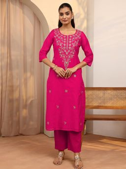 Libas - Embroidered Chanderi Silk Straight Kurta for Women