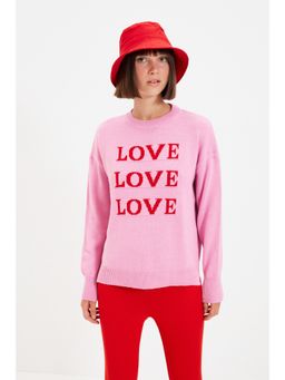 Trendyol - Womens Pink Graphic Sweatshirt