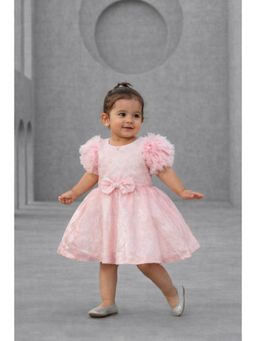 devils n angels - Girls Pink Blended Fabric Self Design Dress