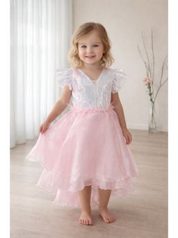 devils n angels - Girls Pink Organza Embellished/Sequined Dress