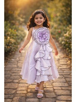devils n angels - Girls Lavender Organza Self Design Gown