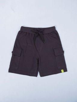 KiddoPanti - Boys Grey Cotton Solid/Plain Shorts